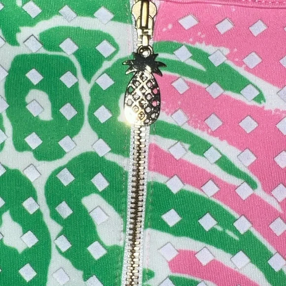 Lilly Pulitzer Perla Pink Laser Cut Scuba Shift Dress Pink and Green - Picture 13 of 13